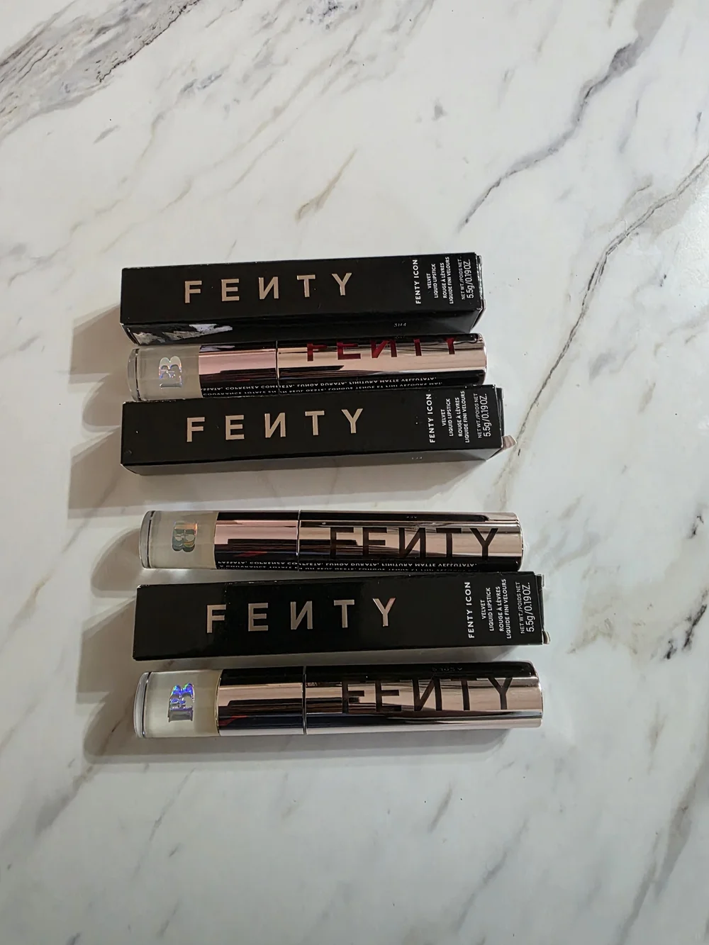 Fenty Beauty Velvet Liquid Lipstick in Black Box with Rose Gold Logo